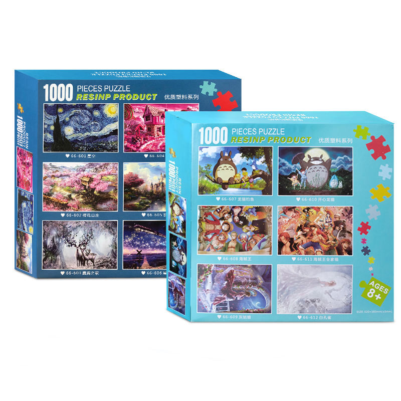 Beliebtestes Lernspielzeug Kunststoff-Puzzlebox Verschiedene Arten von 1000-teiligen Puzzles
